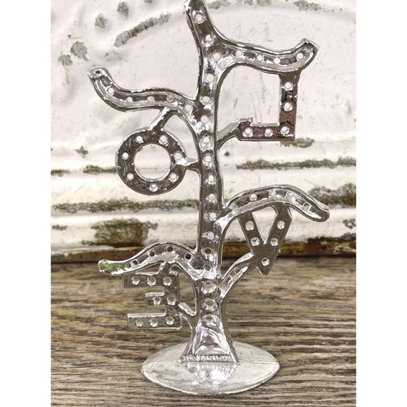 Vintage 1970s Torino Earring Holder Stand Hippy LOVE Silvertone - Picture 2 of 7